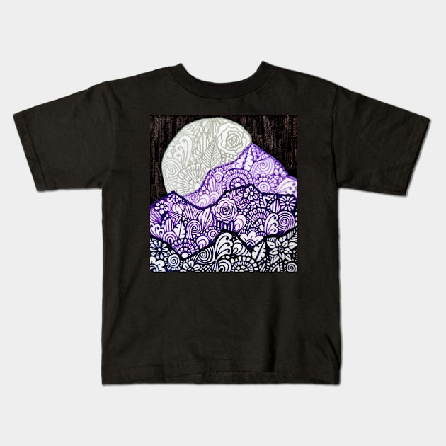 Zentangle Nightscape Kids T-Shirt by TheHermitCrab